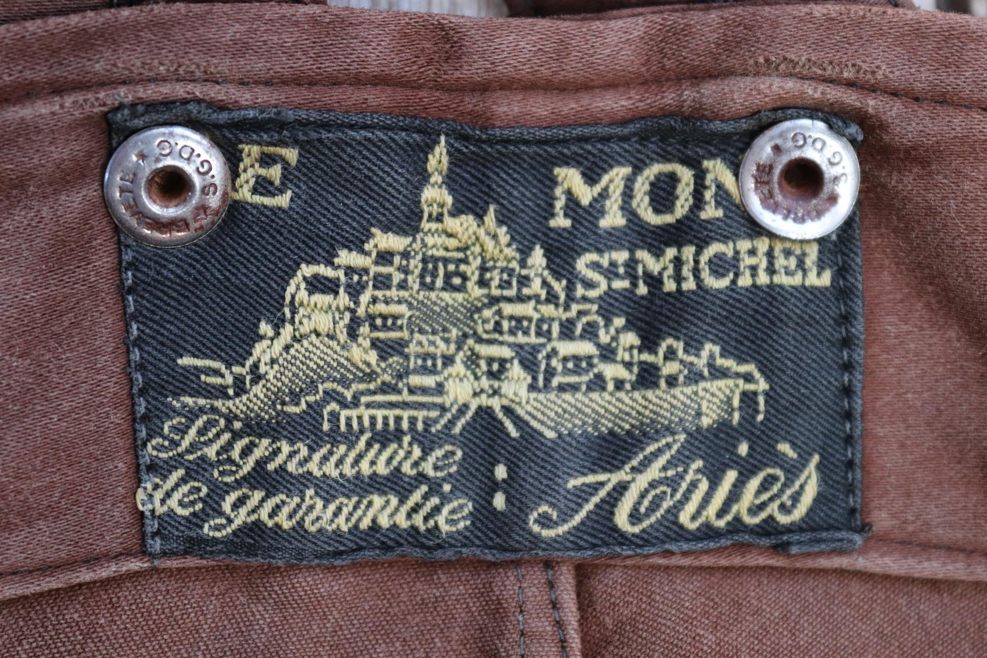 Vintage 1940s Le Mont St Michel overalls - buckle back - repaired and darned - brown moleskin - French workwear dungarees - 38 x 28”