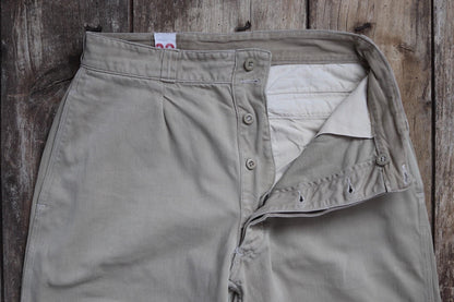 Vintage 1960s French army chinos - military trousers - pleated pants - 32" x 29"