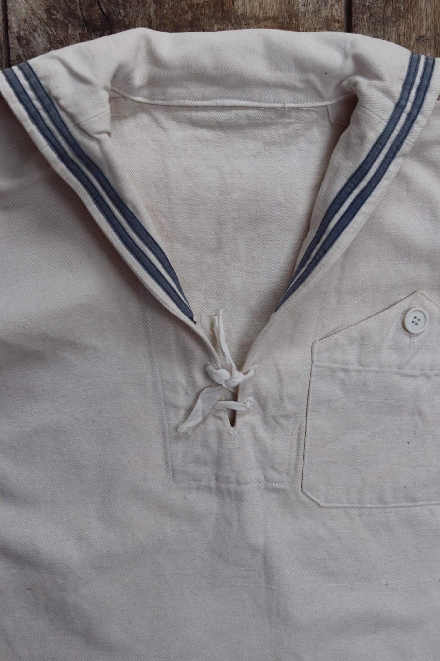 Vintage 1950s Italian sailor shirt - military workwear - 41" chest
