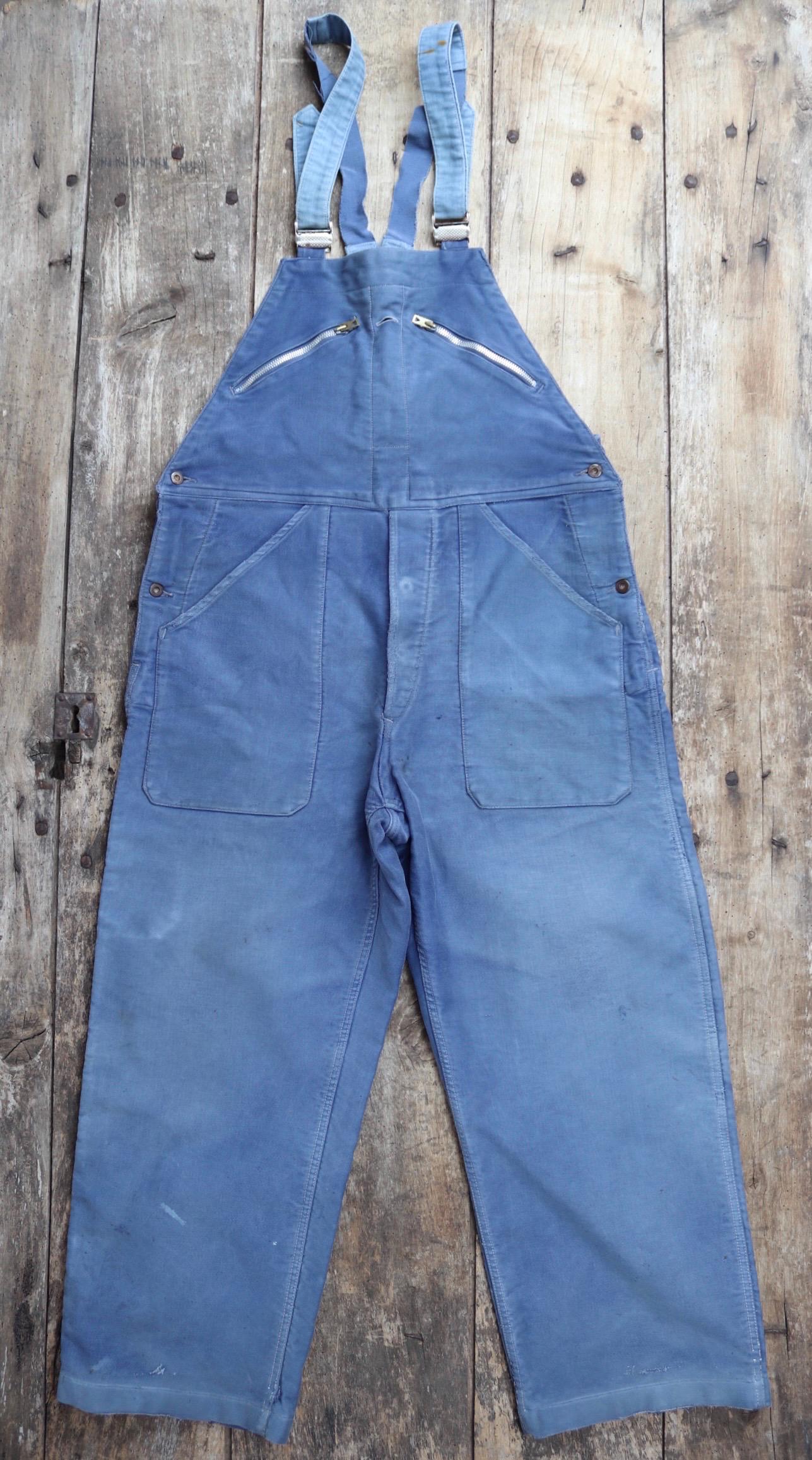 Vintage 1950s French moleskin overalls - Adolphe Lafont workwear dungarees - 36” x 25”