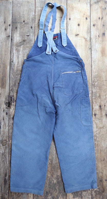 Vintage 1950s French moleskin overalls - Adolphe Lafont workwear dungarees - 36” x 25”