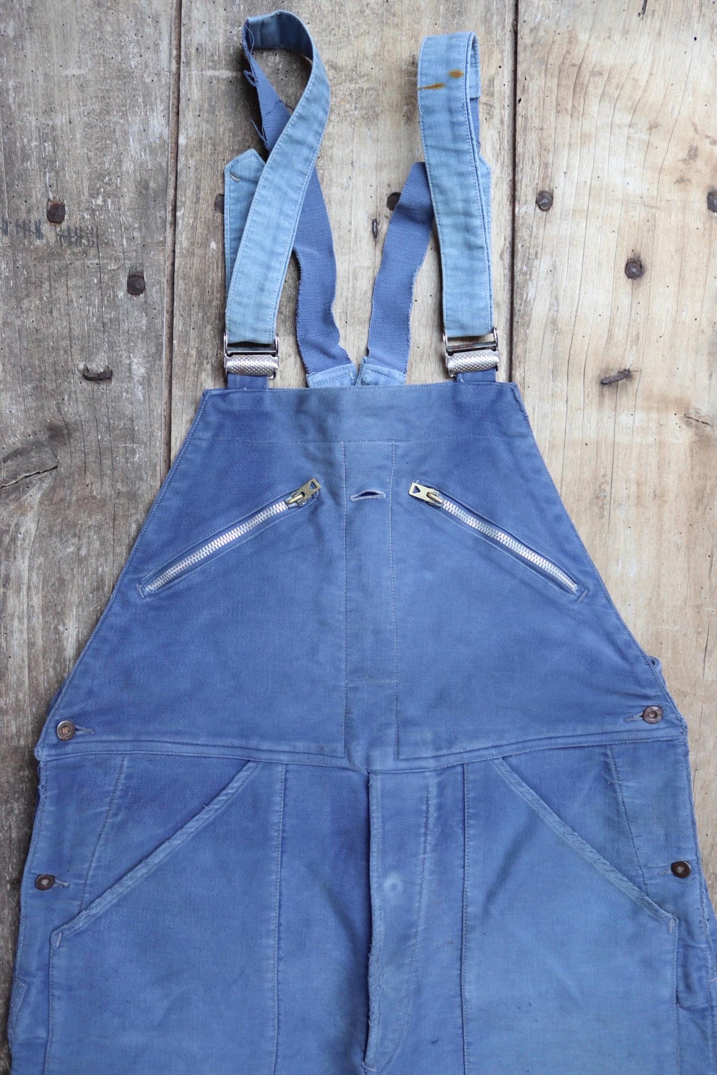Vintage 1950s French moleskin overalls - Adolphe Lafont workwear dungarees - 36” x 25”