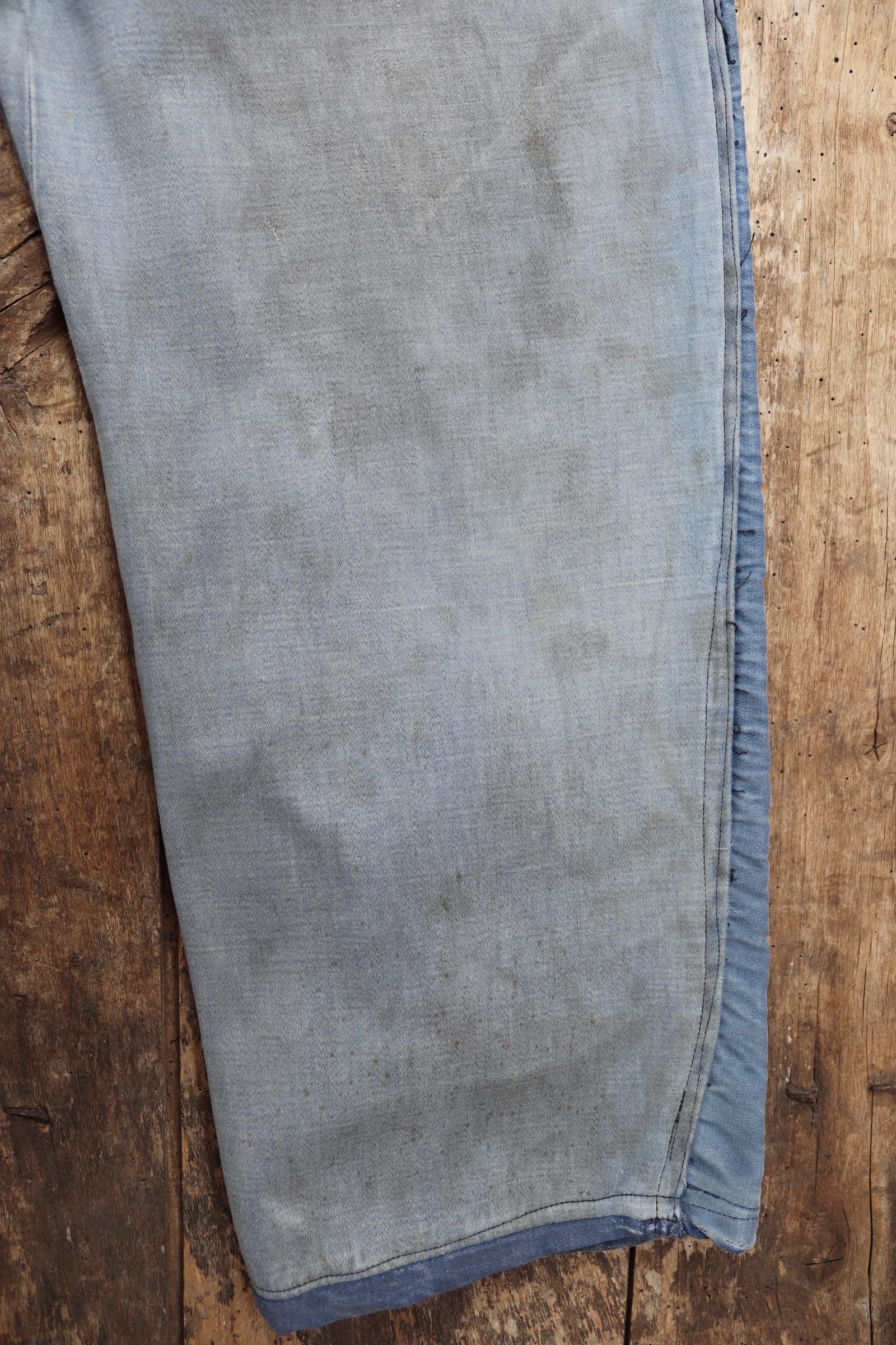 Vintage 1950s Le Mont St Michel overalls - French moleskin workwear dungarees - patched and repaired - 34” x 26”