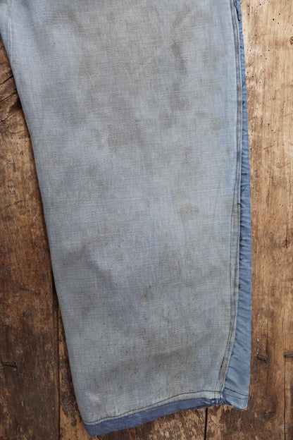 Vintage 1950s Le Mont St Michel overalls - French moleskin workwear dungarees - patched and repaired - 34” x 26”