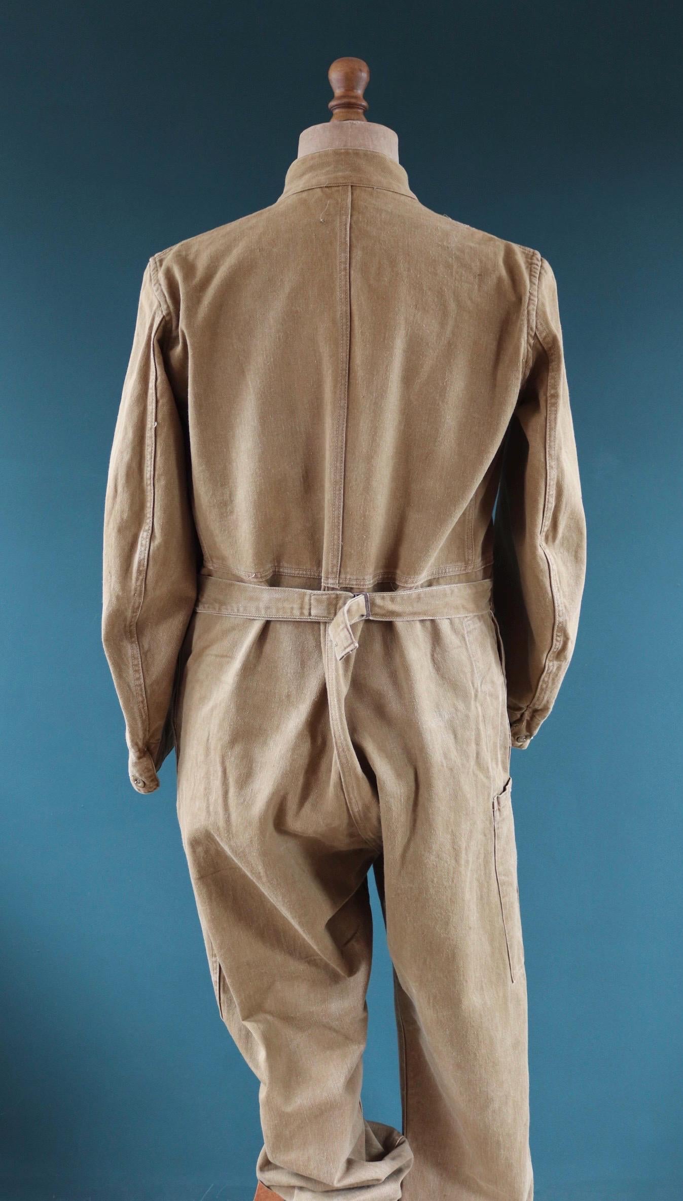 Vintage WW2 Combination Suit - ATS - British workwear - 1940s overalls - mechanic coveralls - 44” x 40” x 28”