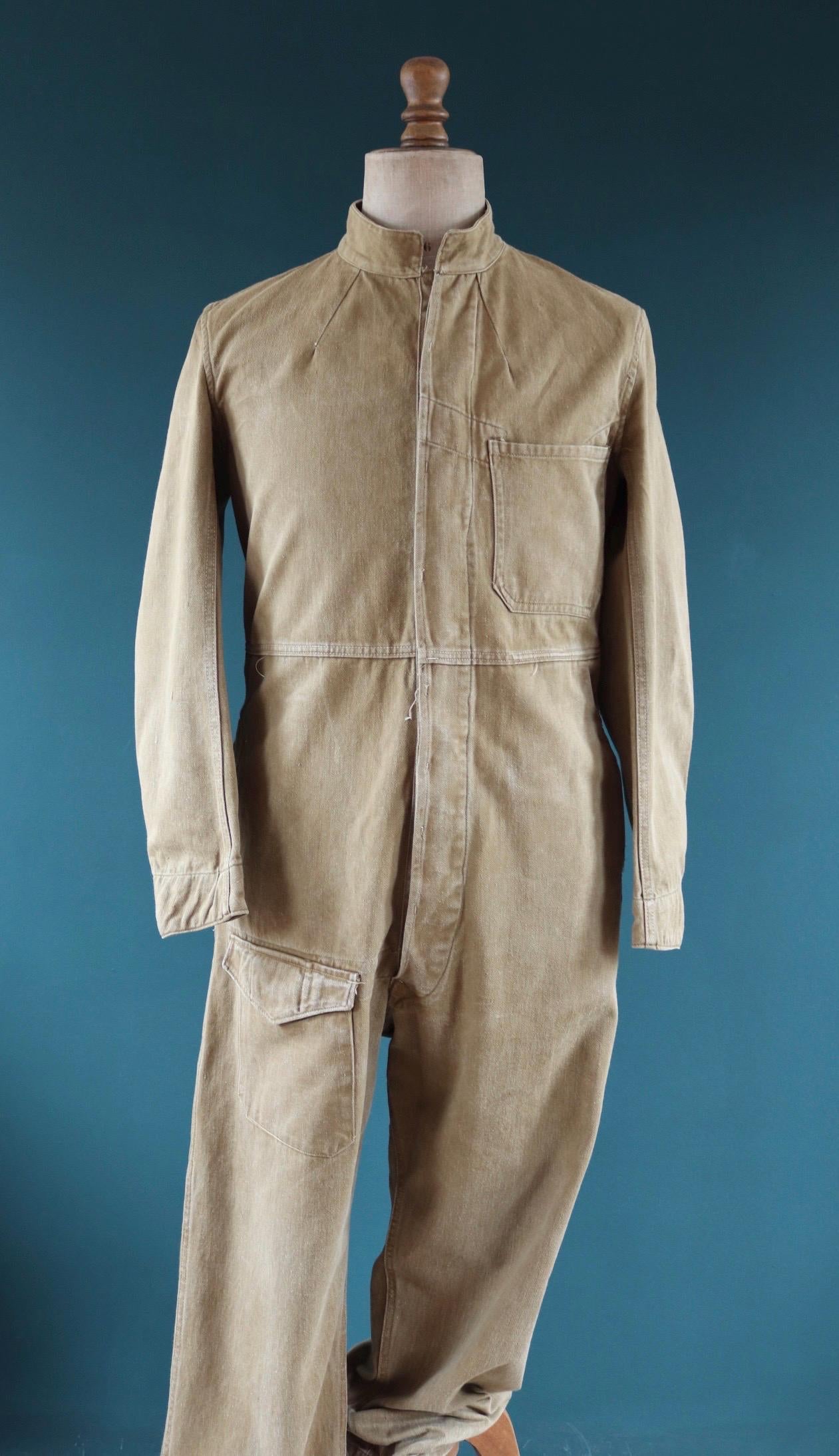 Vintage WW2 Combination Suit - ATS - British workwear - 1940s overalls - mechanic coveralls - 44” x 40” x 28”