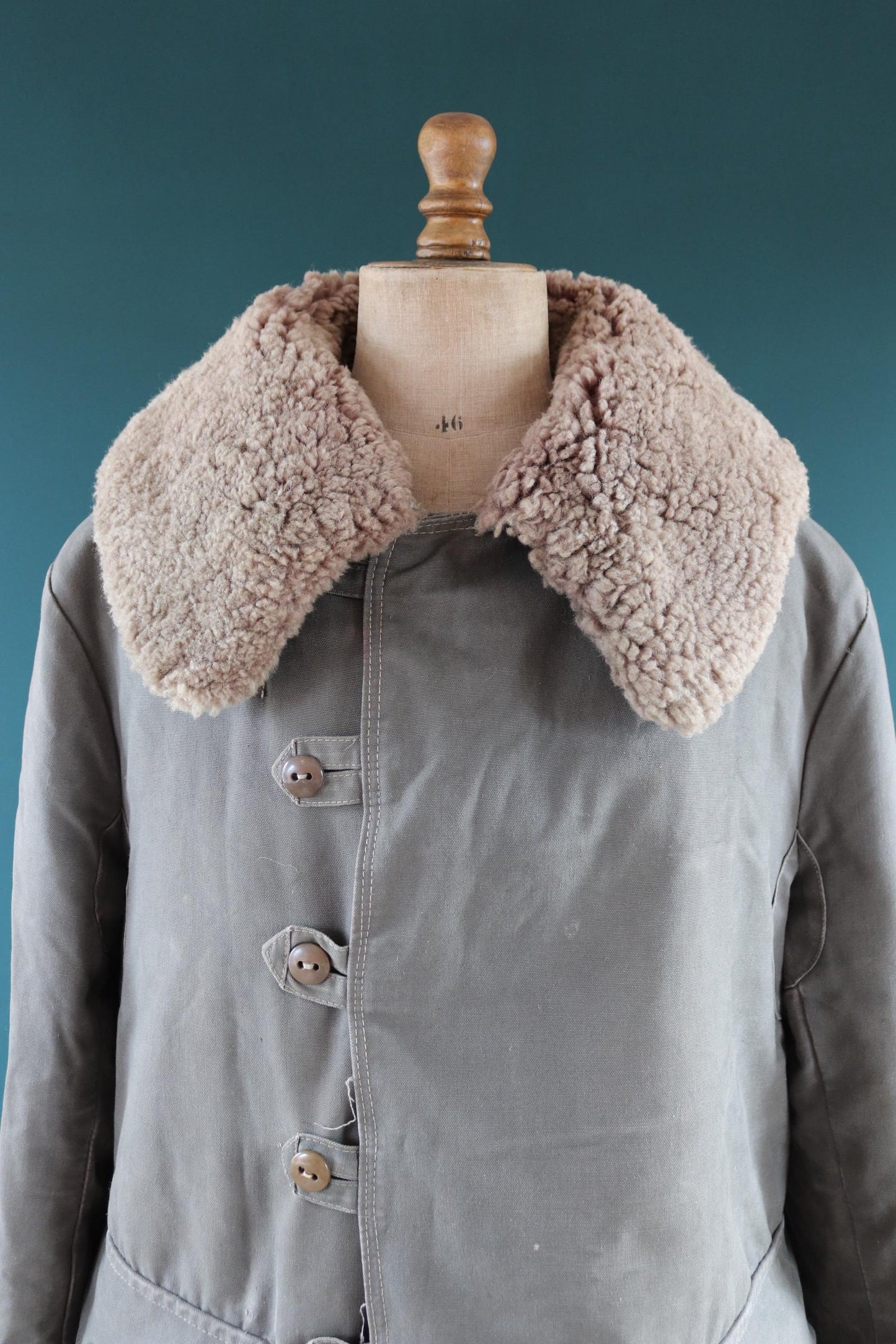 Vintage 1950s Swedish Livpäls sheepskin coat - military greatcoat - 48” chest