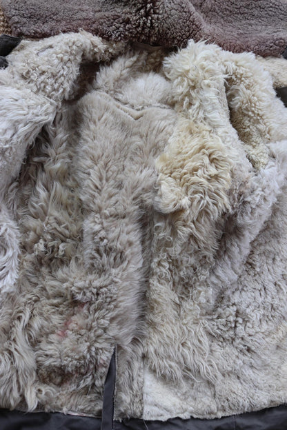 Vintage 1950s Swedish Livpäls sheepskin coat - military greatcoat - 48” chest
