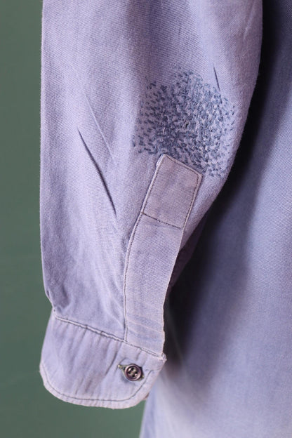 Vintage 1940s French workwear shirt - faded blue cotton - 43” chest