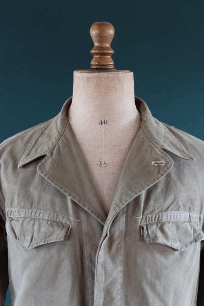 Vintage French M47 army jacket - herringbone twill - 1950s military - 47” chest