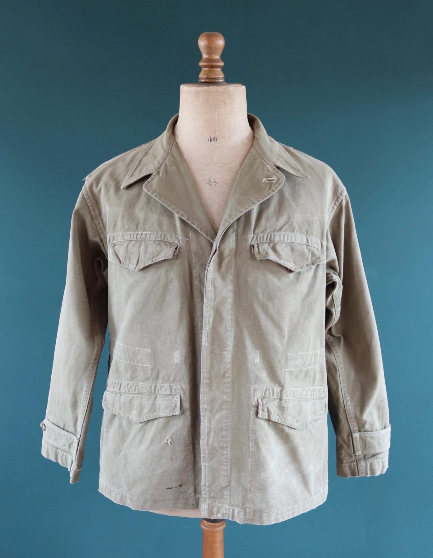 Vintage French M47 army jacket - herringbone twill - 1950s military - 47” chest