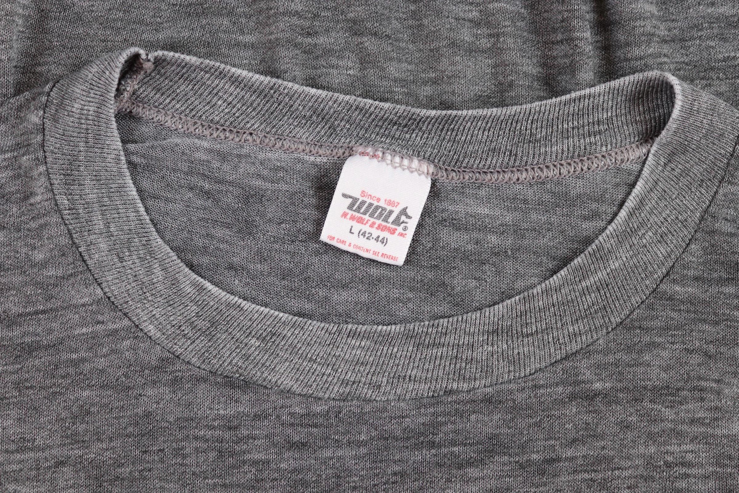 Vintage 1990s graphic t shirt - grey marl - paper thin tee - made in USA - 42" chest