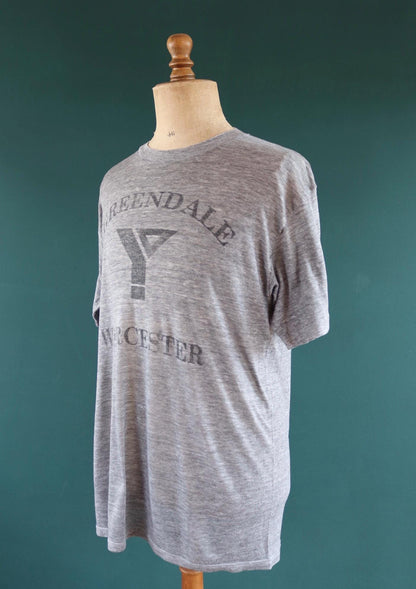 Vintage 1990s graphic t shirt - grey marl - paper thin tee - made in USA - 42" chest
