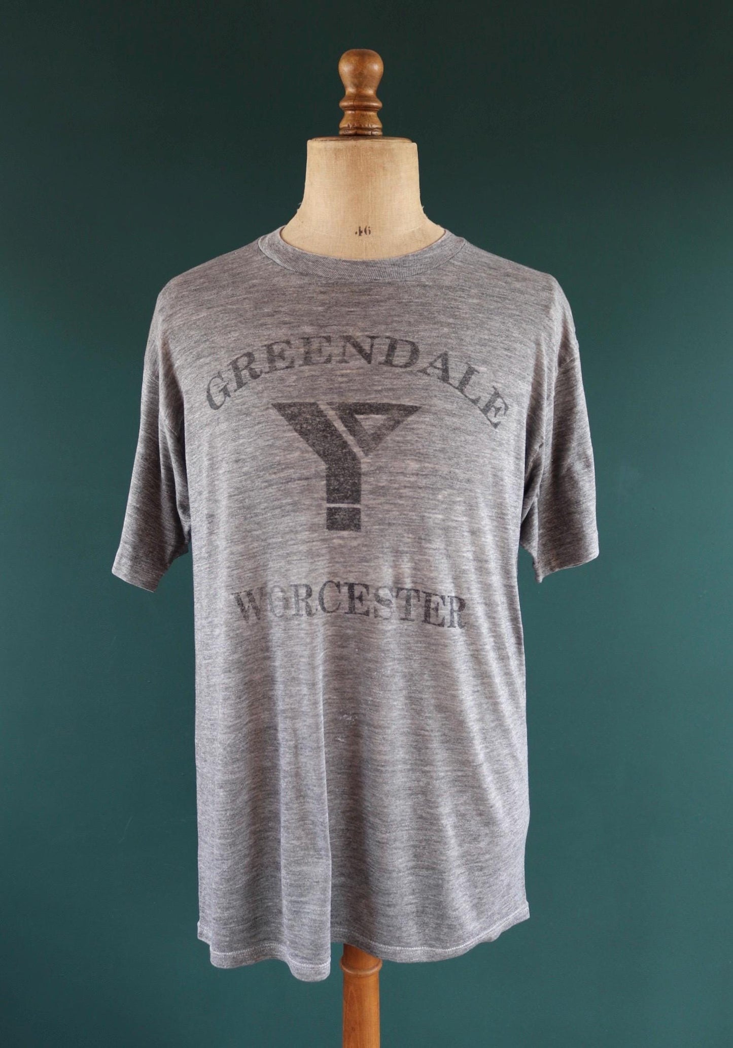 Vintage 1990s graphic t shirt - grey marl - paper thin tee - made in USA - 42" chest
