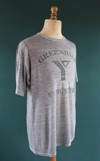 Vintage 1990s graphic t shirt - grey marl - paper thin tee - made in USA - 42" chest