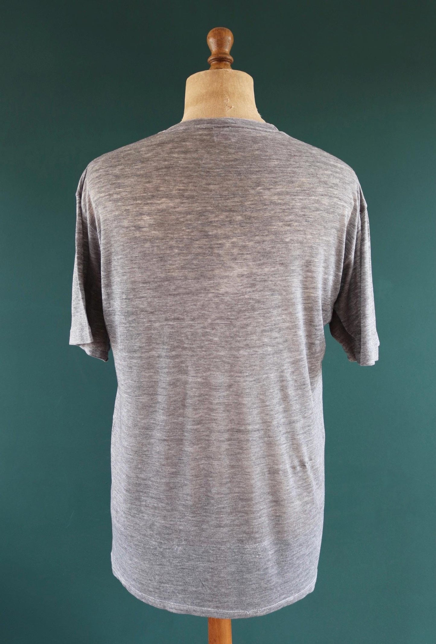 Vintage 1990s graphic t shirt - grey marl - paper thin tee - made in USA - 42" chest