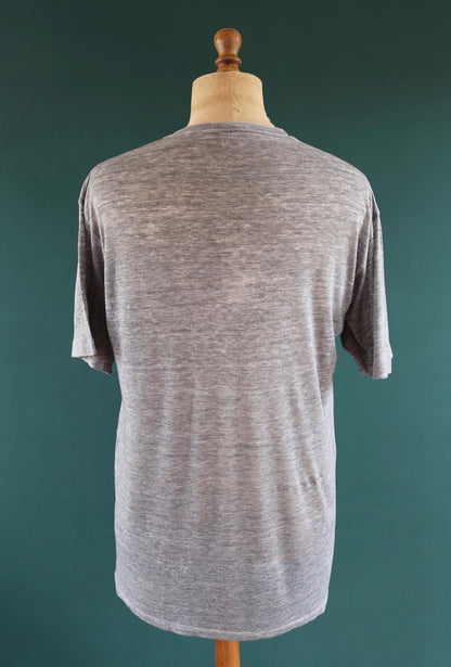 Vintage 1990s graphic t shirt - grey marl - paper thin tee - made in USA - 42" chest