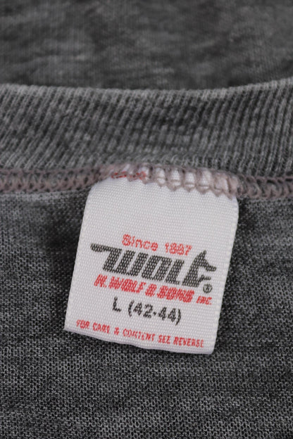 Vintage 1990s graphic t shirt - grey marl - paper thin tee - made in USA - 42" chest
