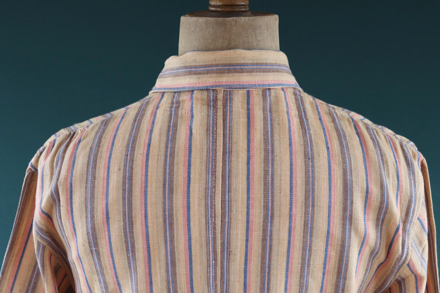 Vintage 1950s deadstock pyjama shirt - striped cotton Bulgarian jacket - 46” chest