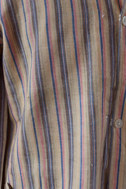 Vintage 1950s deadstock pyjama shirt - striped cotton Bulgarian jacket - 46” chest