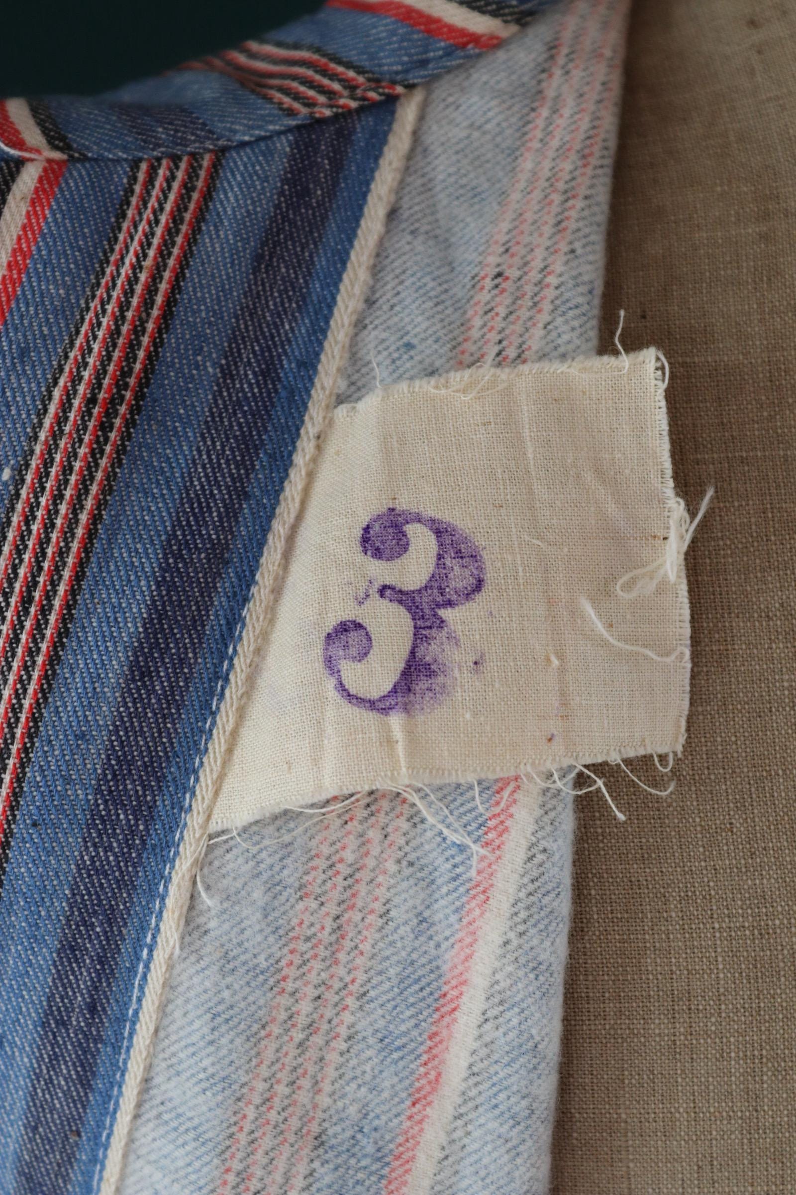 Vintage 1950s deadstock pyjama shirt - striped cotton Bulgarian jacket - 45” chest