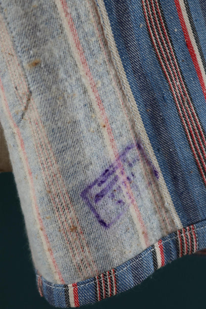 Vintage 1950s deadstock pyjama shirt - striped cotton Bulgarian jacket - 45” chest