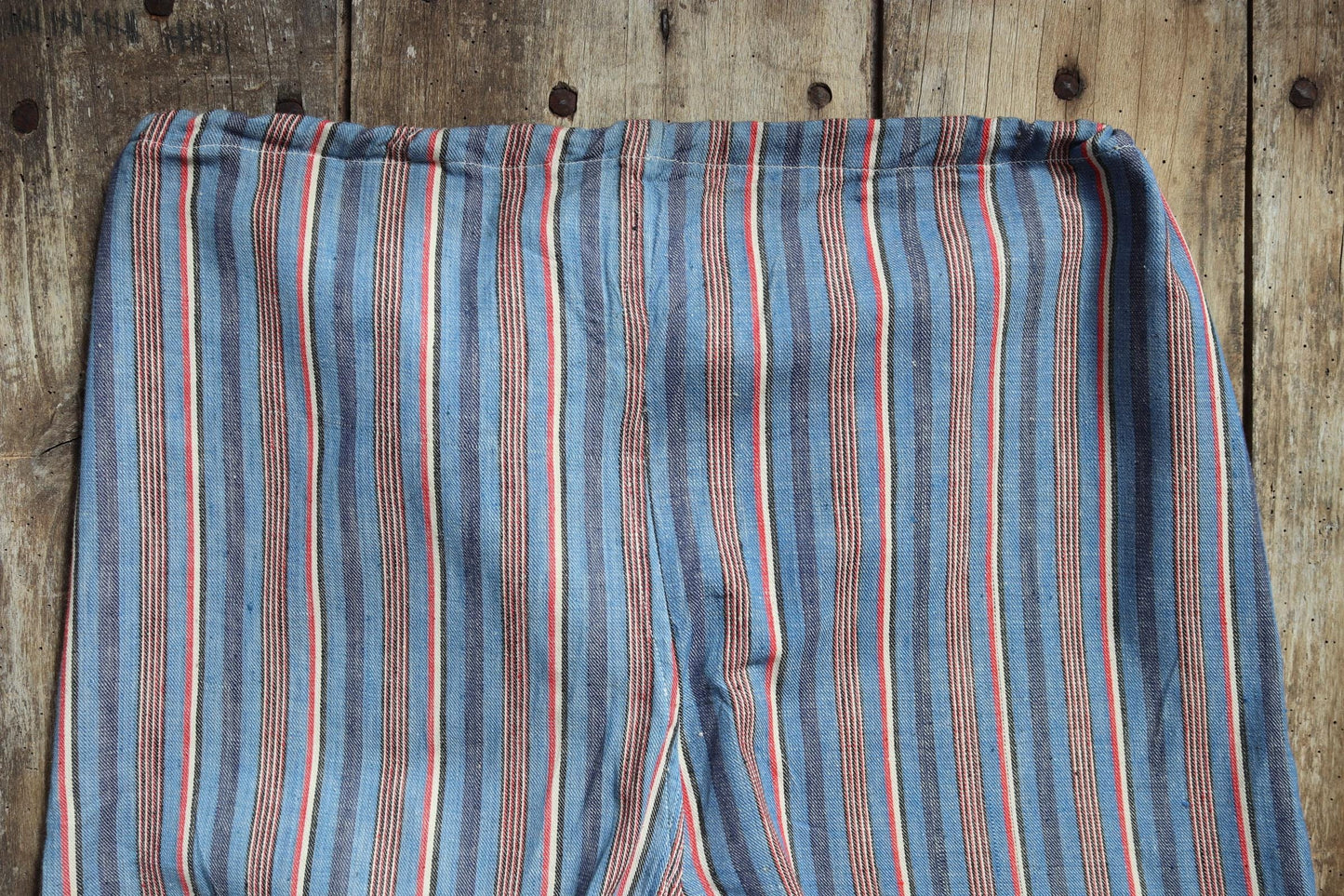 Vintage 1950s deadstock pyjama bottoms - striped cotton Bulgarian pants - 1940s drawstring trousers