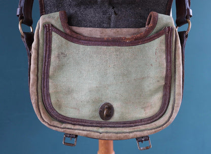 Antique WW1 British military shoulder bag - Egyptian Citadel Workshop Stores - canvas and leather satchel - 1910s haversack