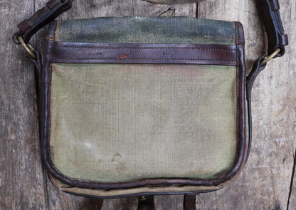 Antique WW1 British military shoulder bag - Egyptian Citadel Workshop Stores - canvas and leather satchel - 1910s haversack