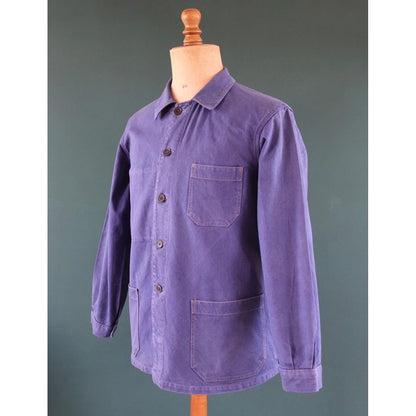 Vintage 1960s French workwear jacket - Vêtra - blue cotton twill chore coat - 42” chest