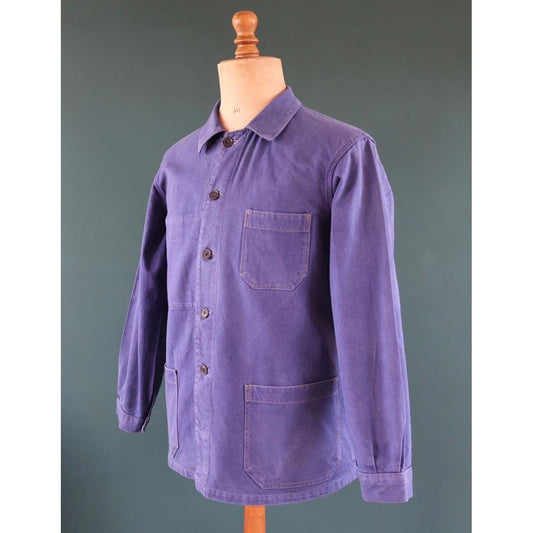 Vintage 1960s French workwear jacket - Vêtra - blue cotton twill chore coat - 42” chest