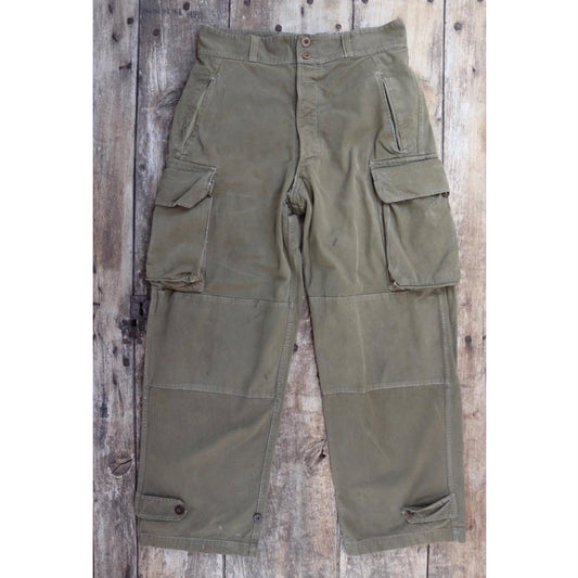 Vintage 1940s French M47 cargo pants - cotton workwear trousers - military utility - 33" x 30"