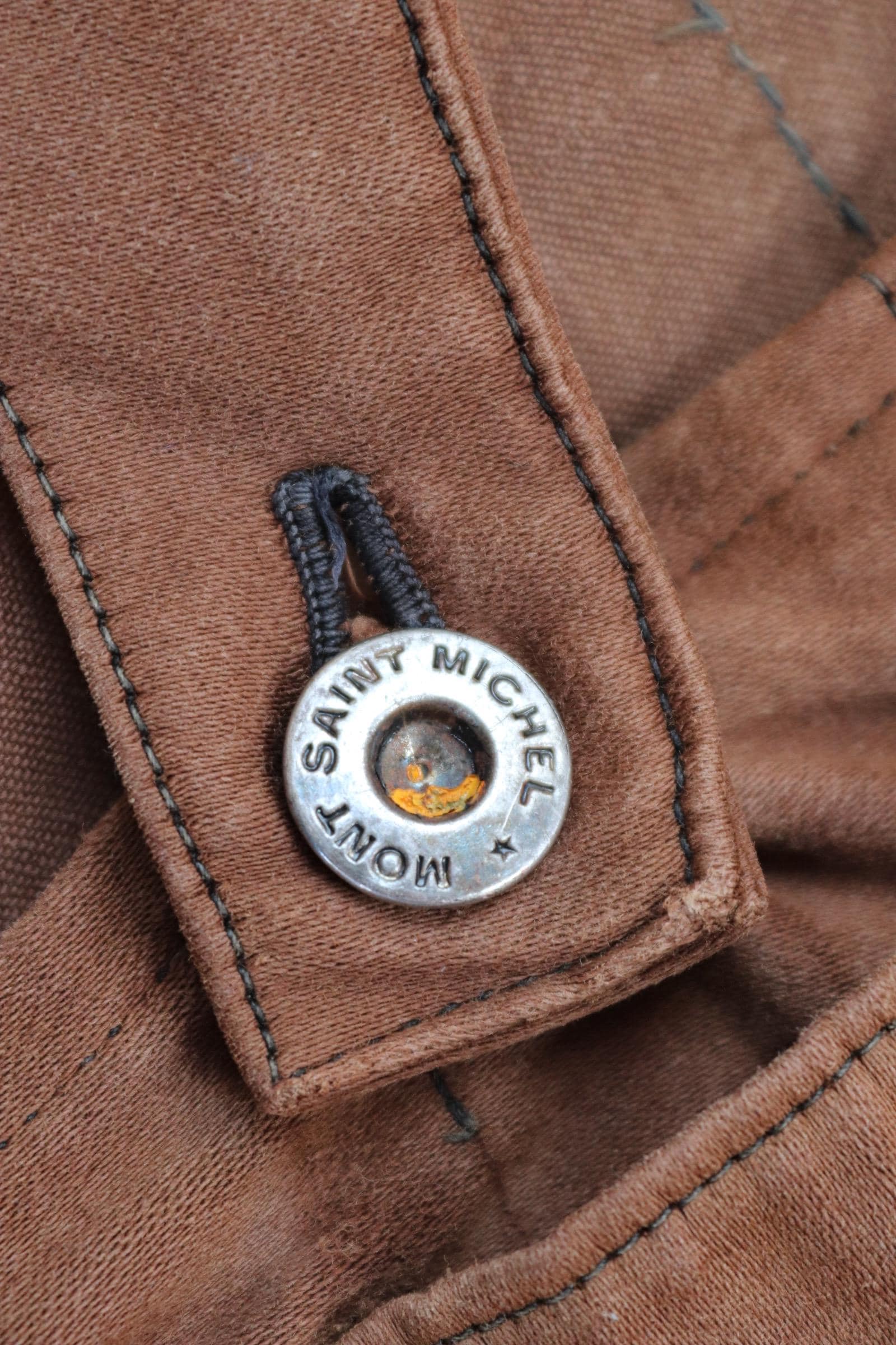 Vintage 1940s Le Mont St Michel overalls - buckle back - repaired and darned - brown moleskin - French workwear dungarees - 38 x 27”