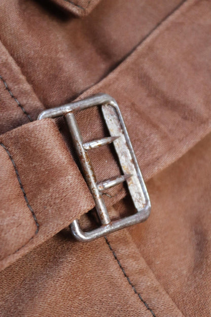 Vintage 1940s Le Mont St Michel overalls - buckle back - repaired and darned - brown moleskin - French workwear dungarees - 38 x 28”