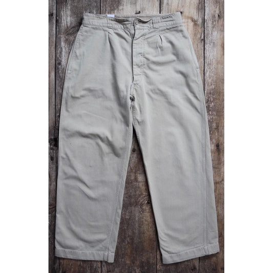 Vintage 1960s French army chinos - military trousers - pleated pants - 32" x 29"