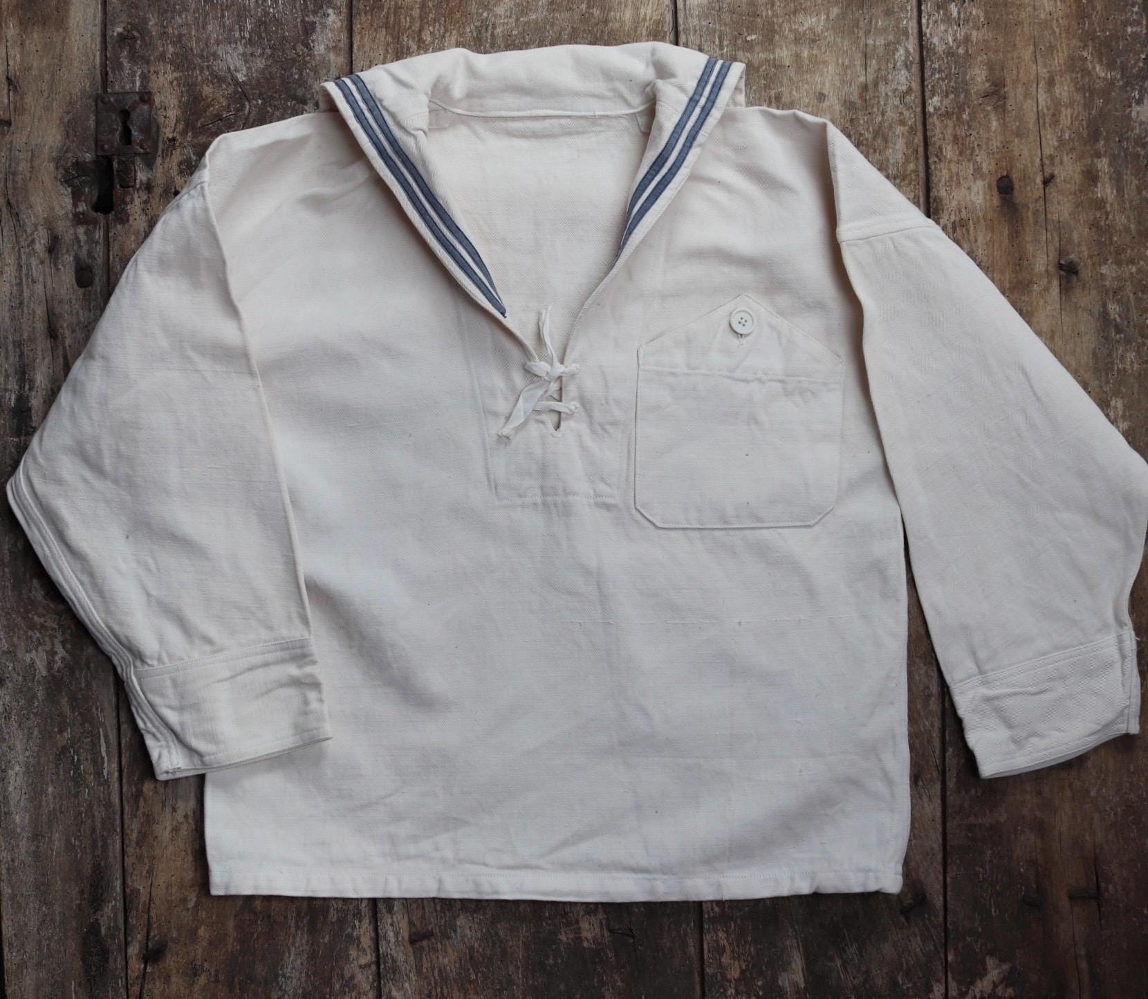Vintage 1950s Italian sailor shirt - military workwear - 41" chest