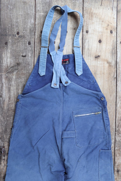 Vintage 1950s French moleskin overalls - Adolphe Lafont workwear dungarees - 36” x 25”