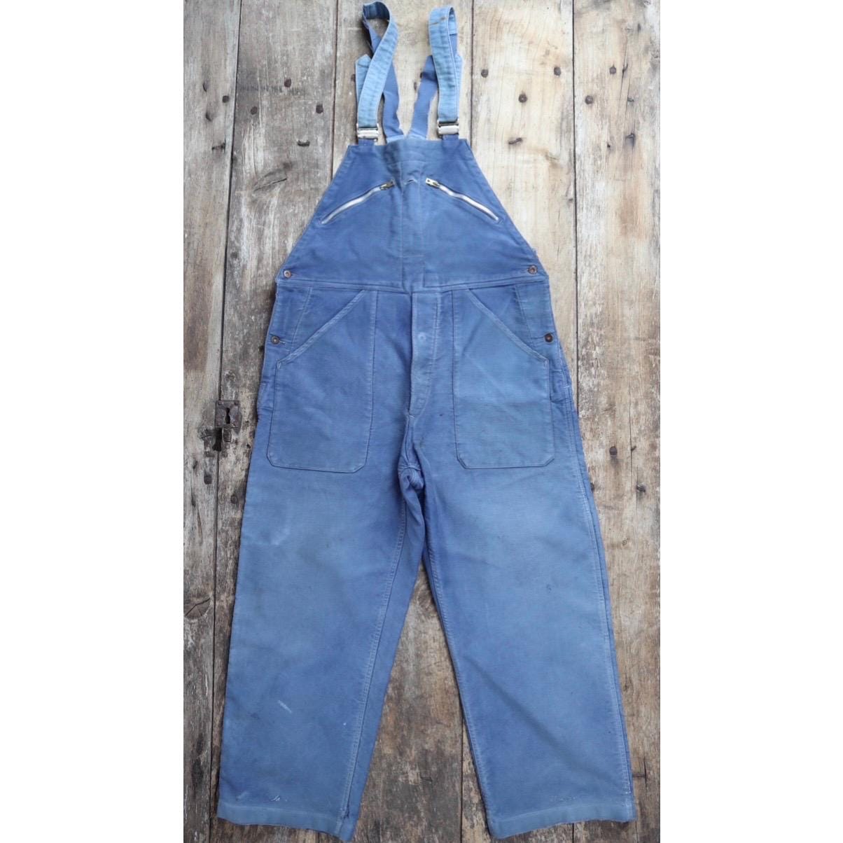Vintage 1950s French moleskin overalls - Adolphe Lafont workwear dungarees - 36” x 25”
