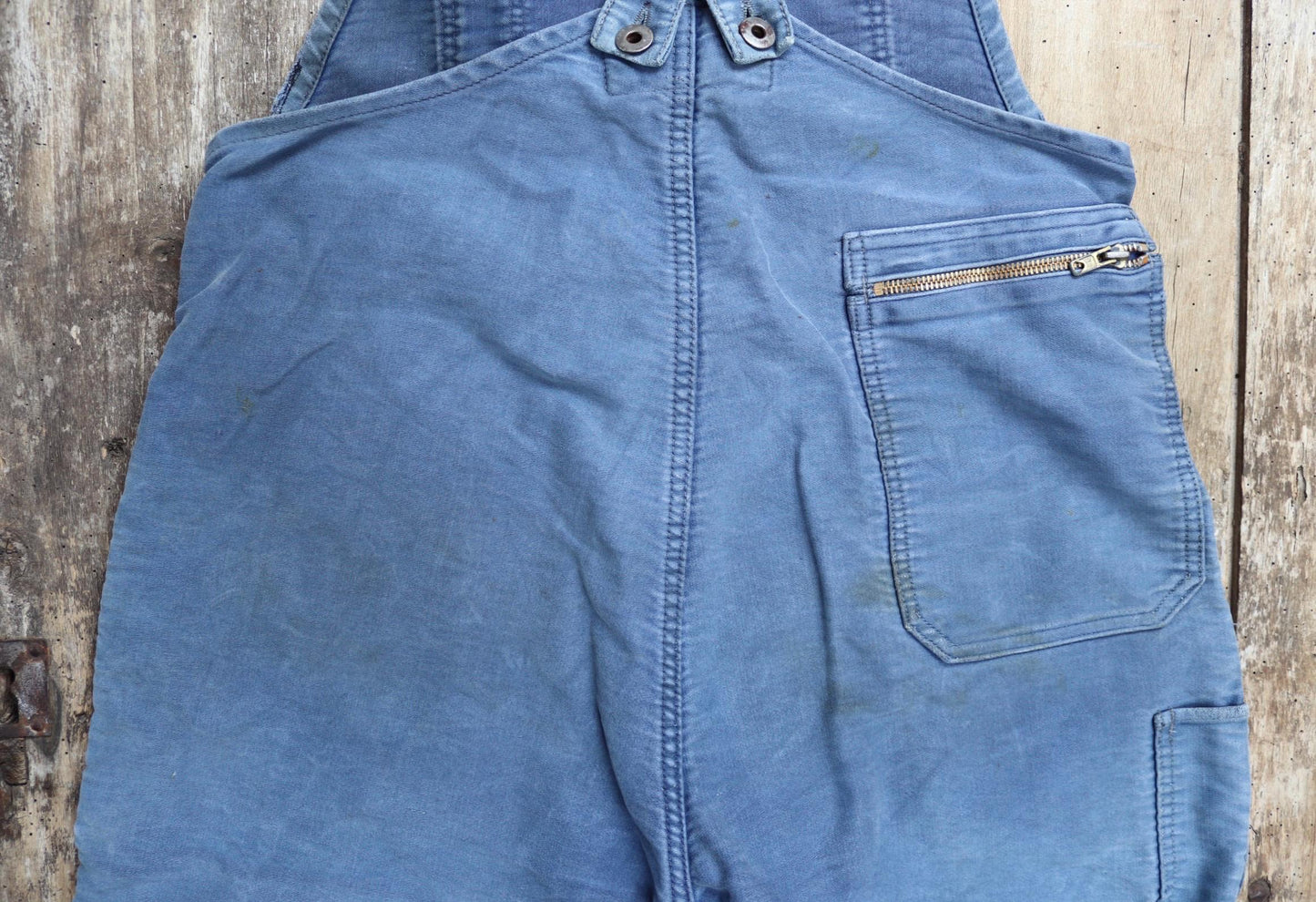 Vintage 1950s Le Mont St Michel overalls - French moleskin workwear dungarees - patched and repaired - 34” x 26”