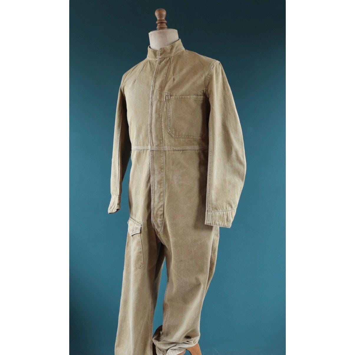 Vintage WW2 Combination Suit - ATS - British workwear - 1940s overalls - mechanic coveralls - 44” x 40” x 28”