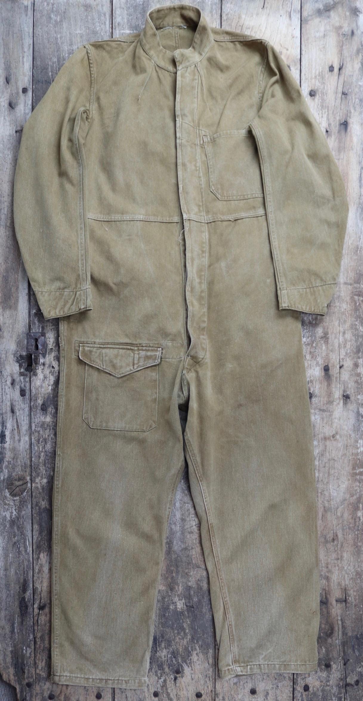 Vintage WW2 Combination Suit - ATS - British workwear - 1940s overalls - mechanic coveralls - 44” x 40” x 28”