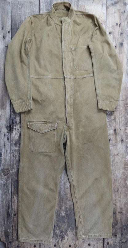 Vintage WW2 Combination Suit - ATS - British workwear - 1940s overalls - mechanic coveralls - 44” x 40” x 28”