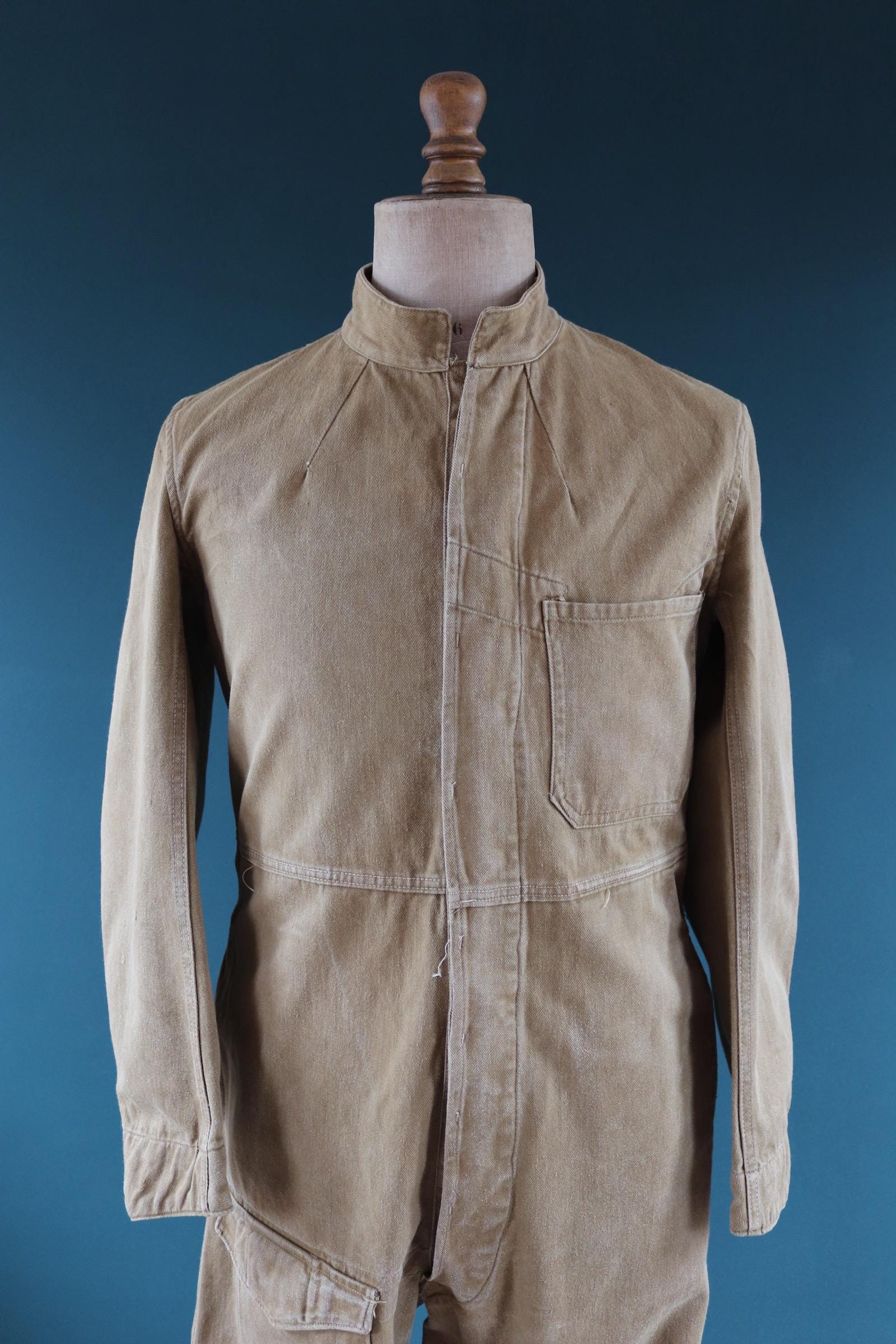 Vintage WW2 Combination Suit - ATS - British workwear - 1940s overalls - mechanic coveralls - 44” x 40” x 28”
