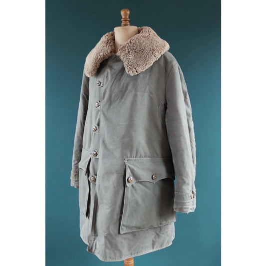 Vintage 1950s Swedish Livpäls sheepskin coat - military greatcoat - 48” chest