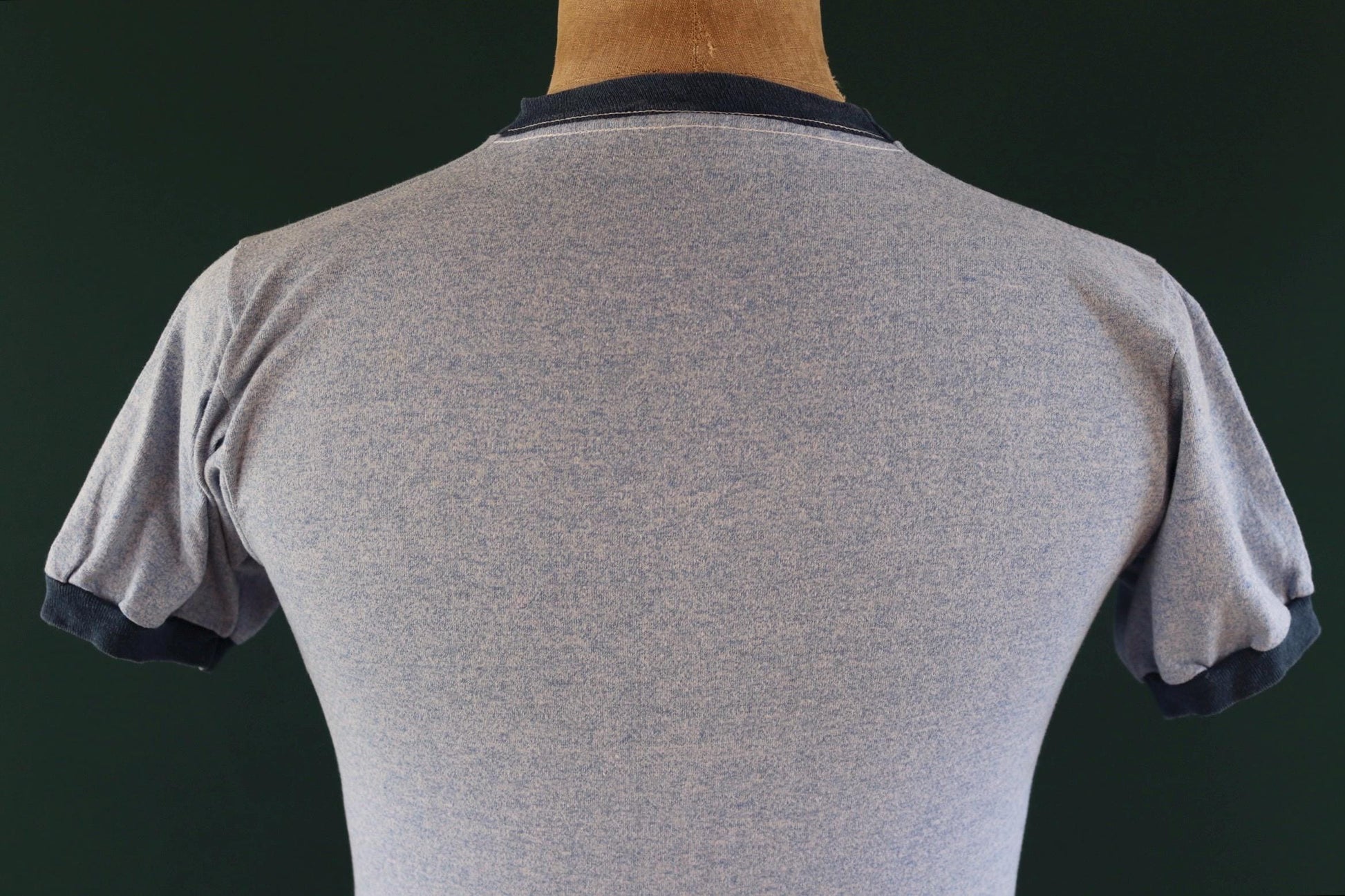 Vintage 1970s t shirt - blue marl - 36” chest - ringer sportswear - made in USA