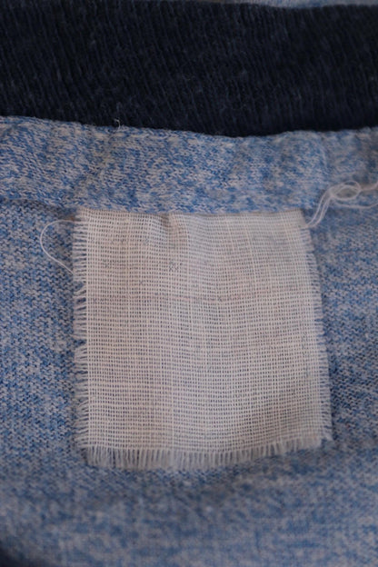 Vintage 1970s t shirt - blue marl - 36” chest - ringer sportswear - made in USA