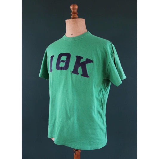 Vintage 1980s green Greek letters t shirt - sorority sportswear - football tee - 45” chest