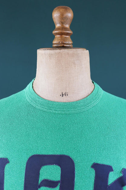Vintage 1980s green Greek letters t shirt - sorority sportswear - football tee - 45” chest