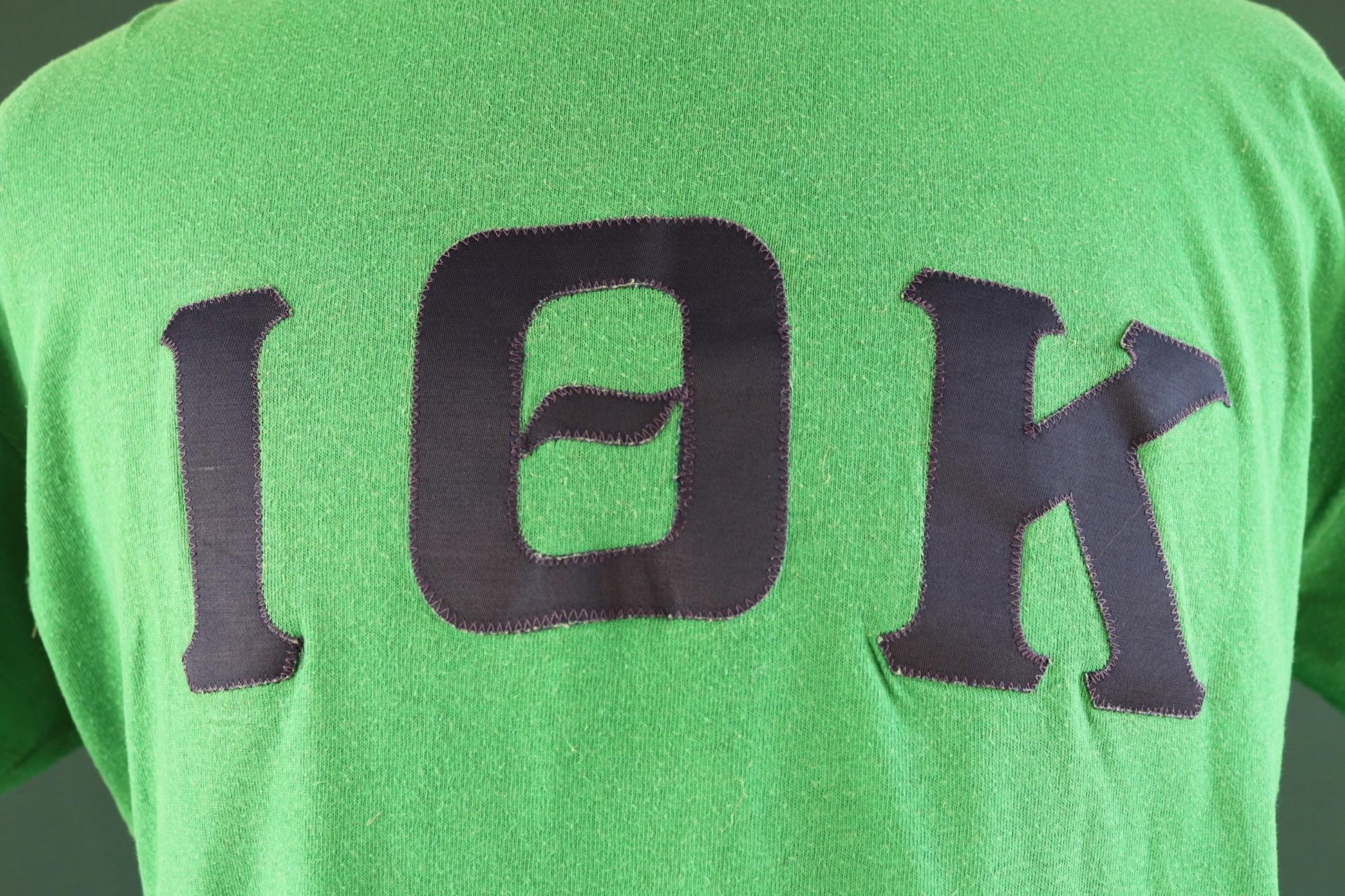 Vintage 1980s green Greek letters t shirt - sorority sportswear - football tee - 45” chest