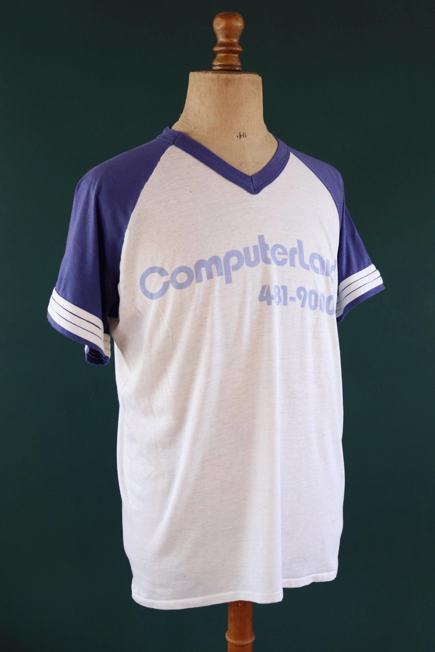 Vintage 1980s computerland t shirt - ringer tee - sportswear - 46” chest